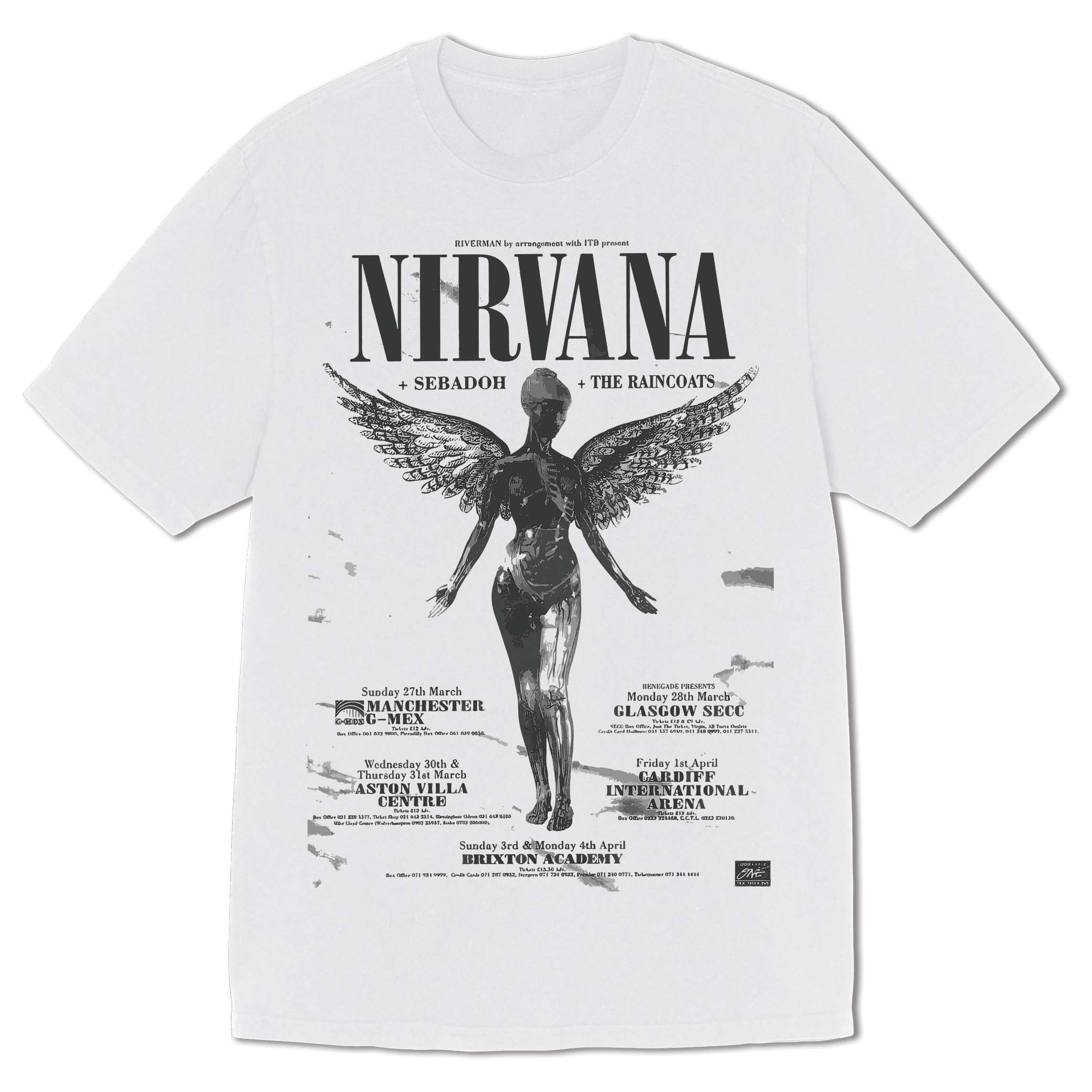 Maglietta Ufficiale Nirvana Angelic | T-Shirt Unisex In Cotone | Uomo E Donna | Taglia Large